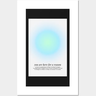 Positive Affirmations Gentle Reminders Grainy Gradient Blue Posters and Art